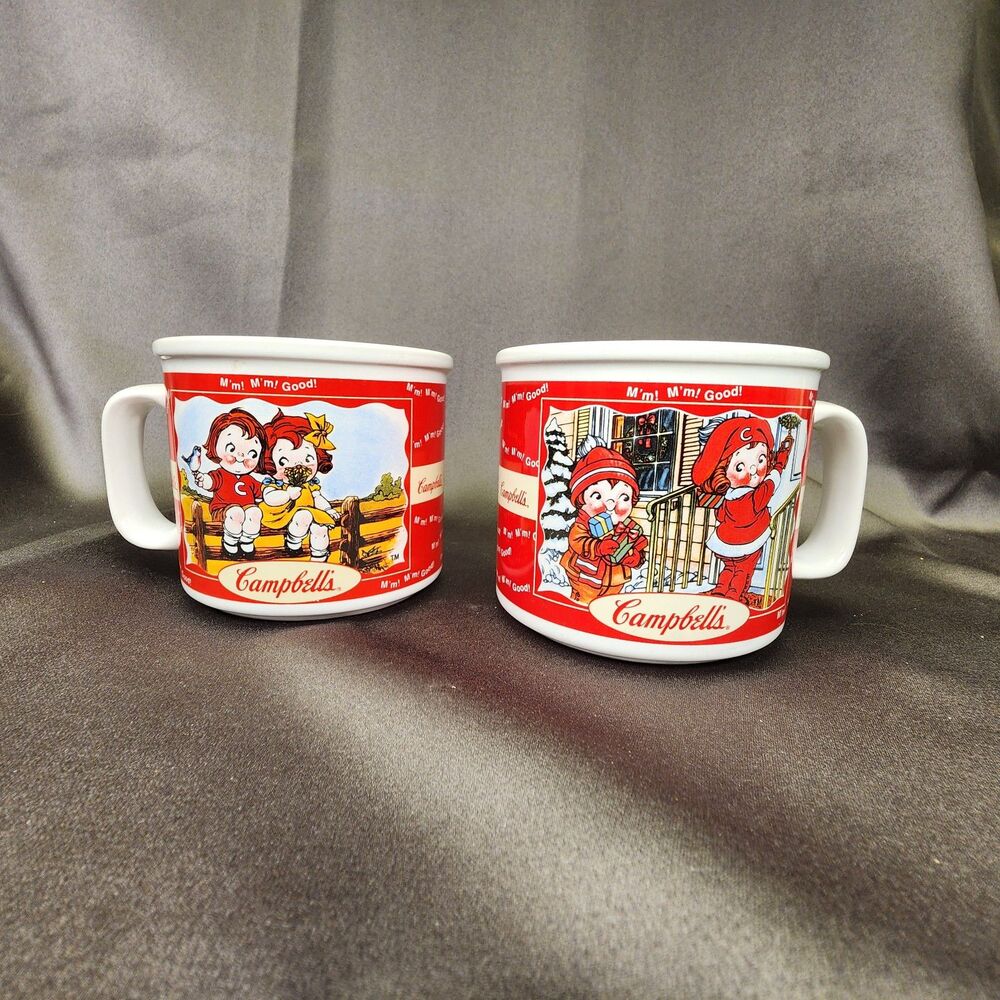 VTG Houston Harvest Campbell's Soup Mug Kids 1998 Ceramic lot of 2 All seasons